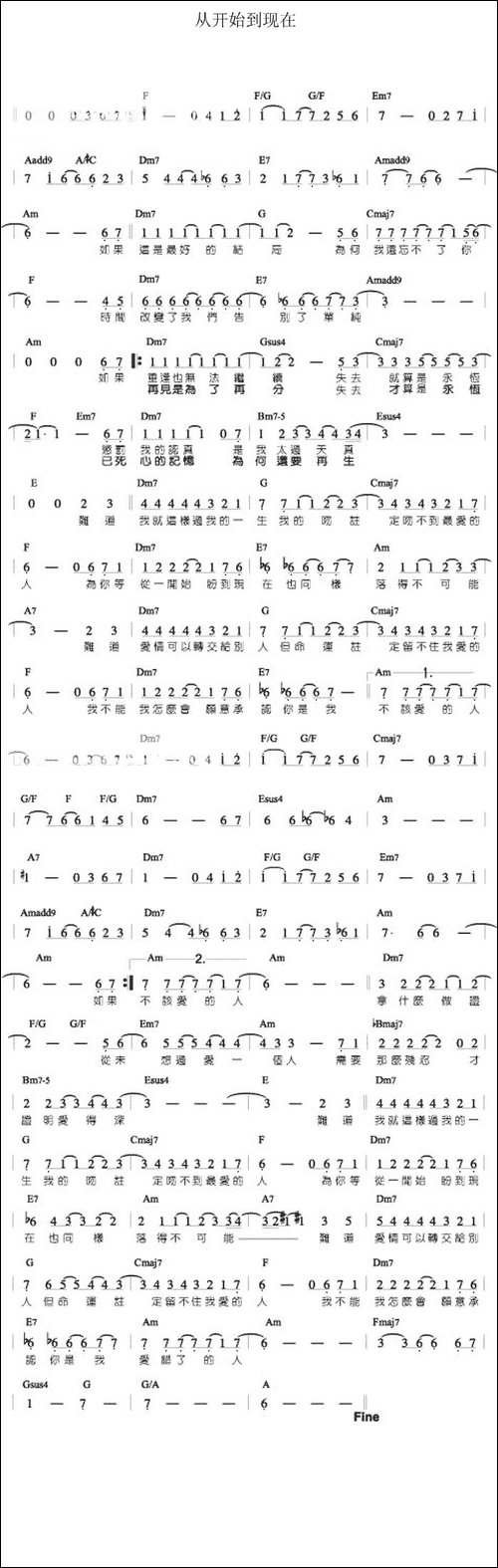 从开始到现在-吉他谱 - 图1 从开始到现在-吉他谱