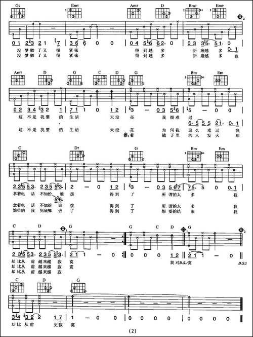 我比从前更寂寞-吉他谱