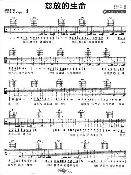 怒放的生命-吉他谱