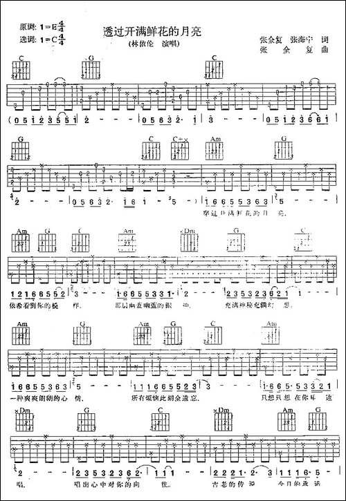 透过开满鲜花的月亮-吉他谱