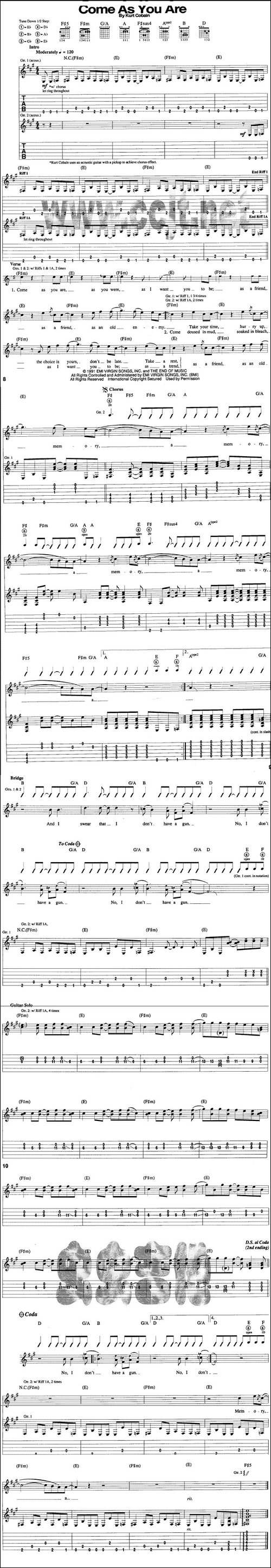 come-as-you-are-吉他谱