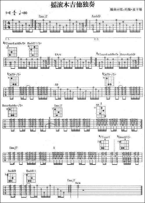 摇滚木吉他独奏-吉他谱