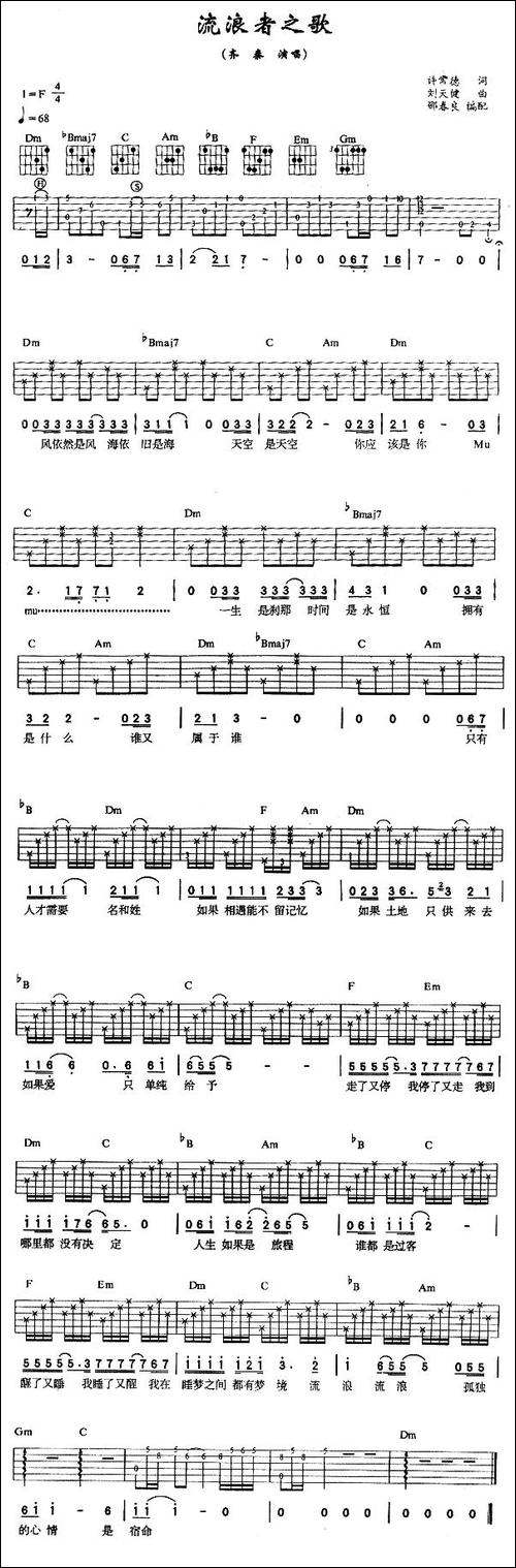 流浪者之歌-吉他谱