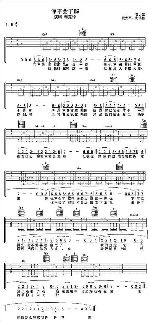 你不会了解-吉他谱