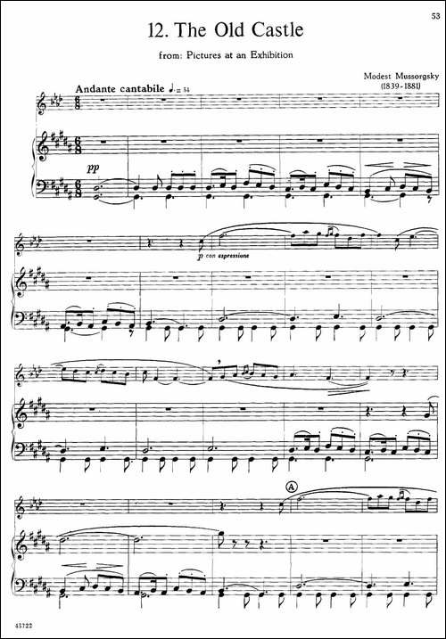 15首古典萨克斯独奏曲：12、The-Old-Castle-中音萨克斯+钢琴伴奏-吉他谱