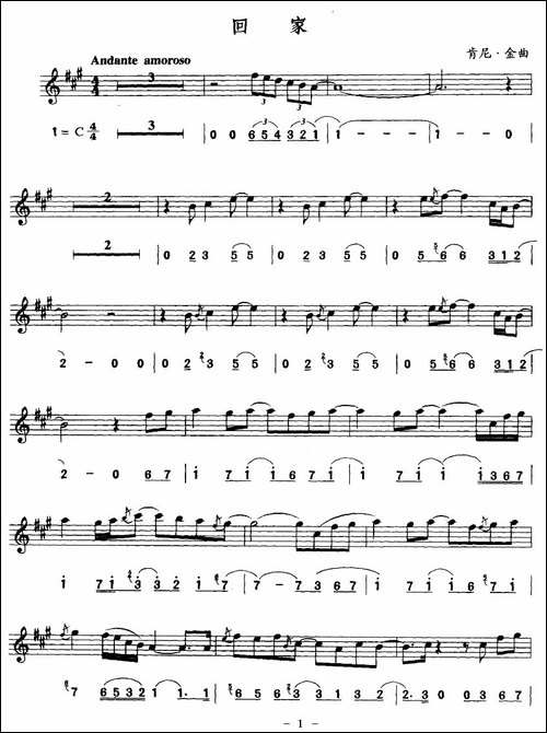 回家-线简谱混排版-吉他谱 - 图1 回家-线简谱混排版-吉他谱