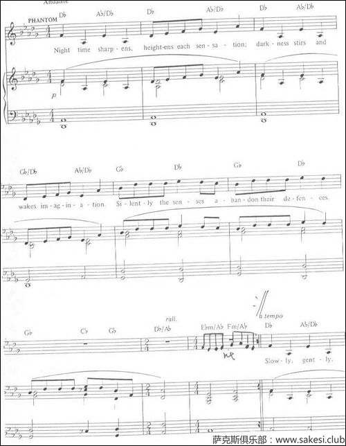 韦伯音乐剧《剧院魅影》主题歌曲-吉他谱