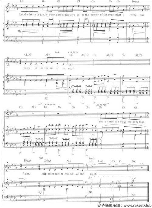 韦伯音乐剧《剧院魅影》主题歌曲-吉他谱