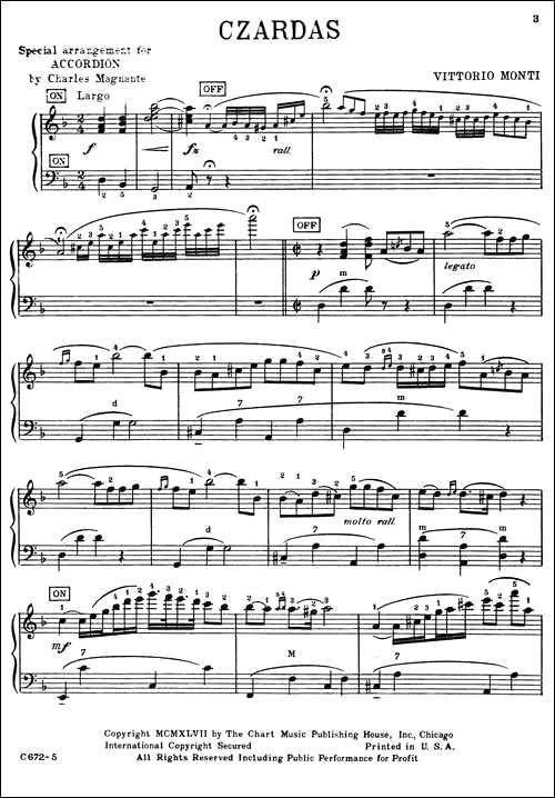 曲谱・查尔达什【Czardas】马格南特改编版手风琴谱[pdf]下载