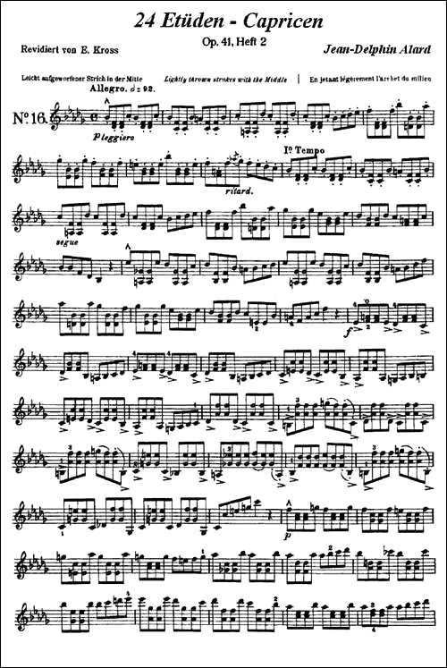 曲谱・12首小提琴隨想练习曲之16【让・德尔菲・阿拉尔】提琴谱[pdf]下载